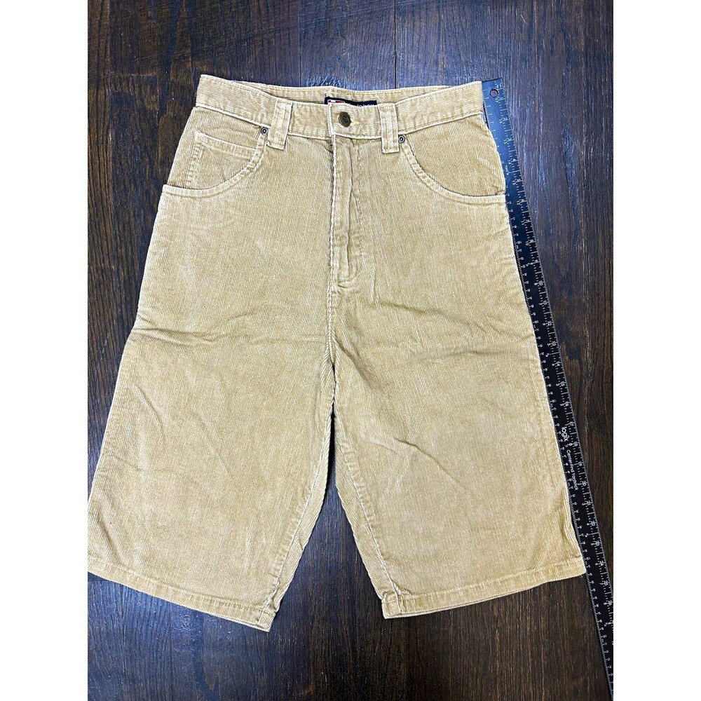 Vintage 90s Bugle Boy Boys Beige Corduroy Skater Shorts 100% Cotton Size 16